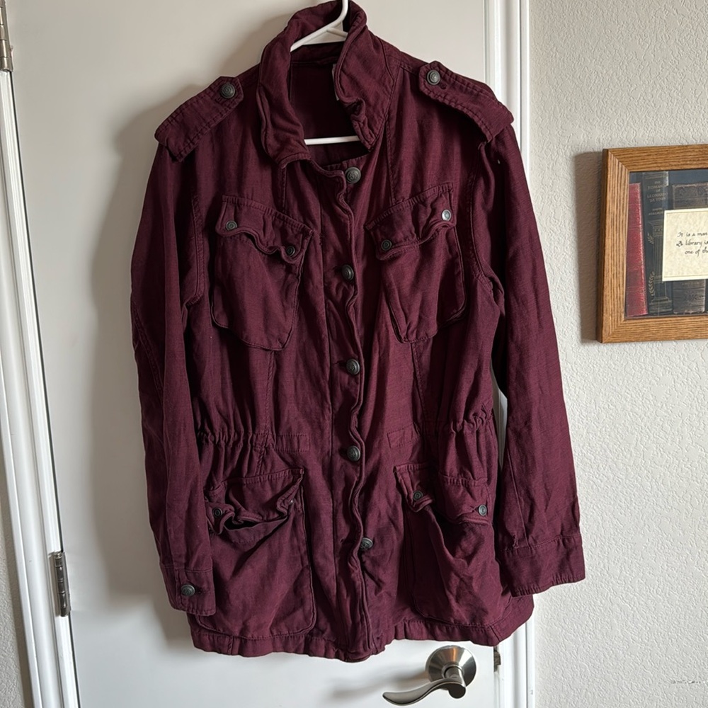 Free People Not Your Brothers Surplus Burgundy Coat Jacket